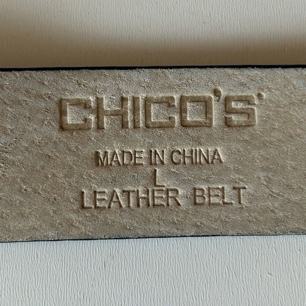 Chicos Blue Suede Leather Belt Womens Sz L (37-41) Gemstone Buckle Boho Festival - Picture 9 of 15